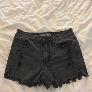 Just USA Black Jean Shorts with Frayed Hem